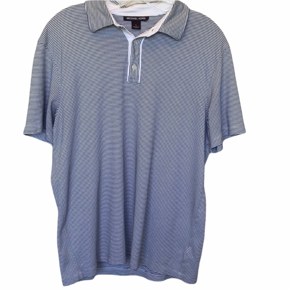 Michael Kors Striped Short Sleeve Polo Shirt Large